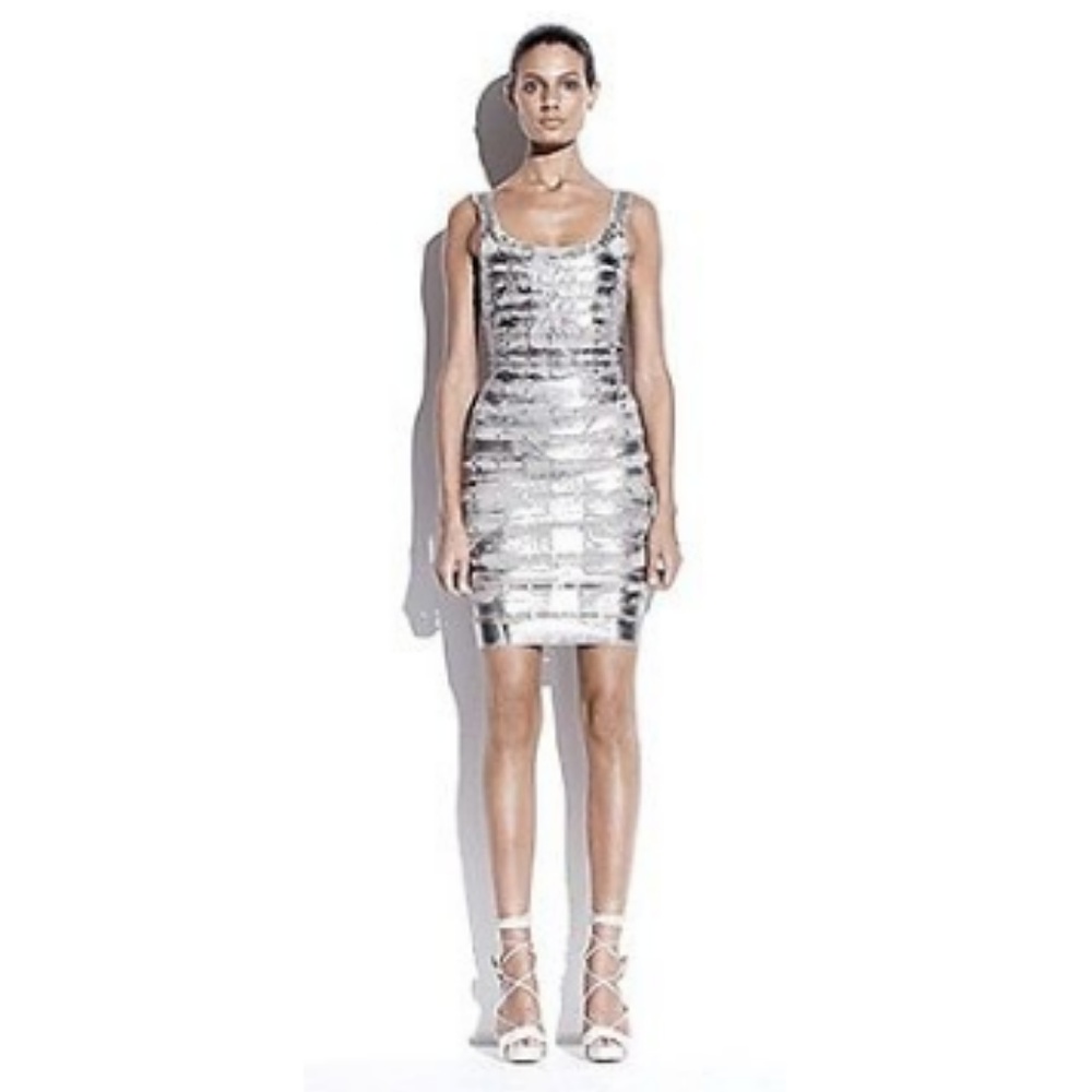 Herve Leger Look-a-Like  BandDress Silver